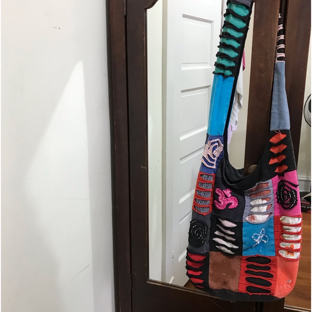 Boho over the shoulder multi colored bag